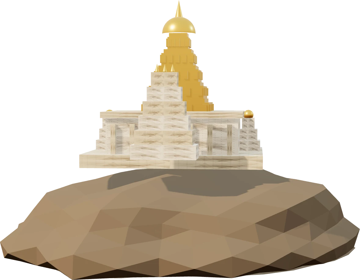Kanaka Durga temple on Indrakeeladri hill, Vijayawada — 3D render by DRSTY